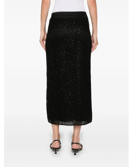 Peserico Black Mesh Midi Skirt