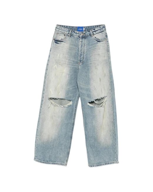 DAGGER Blue Distressed Embroidered-Logo Jeans for men