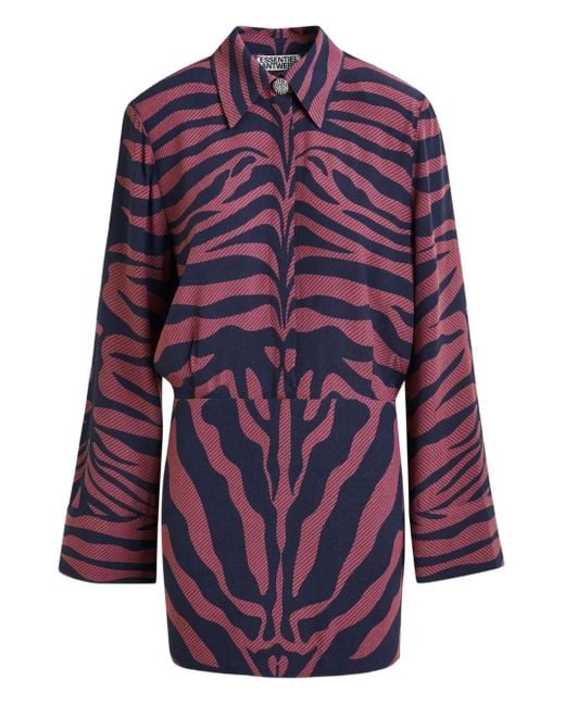 Essentiel Antwerp Blue Zebra-Print Mini Dress