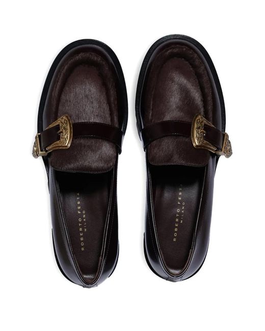 Roberto Festa Brown Lira Pony-Skin Buckle Loafers