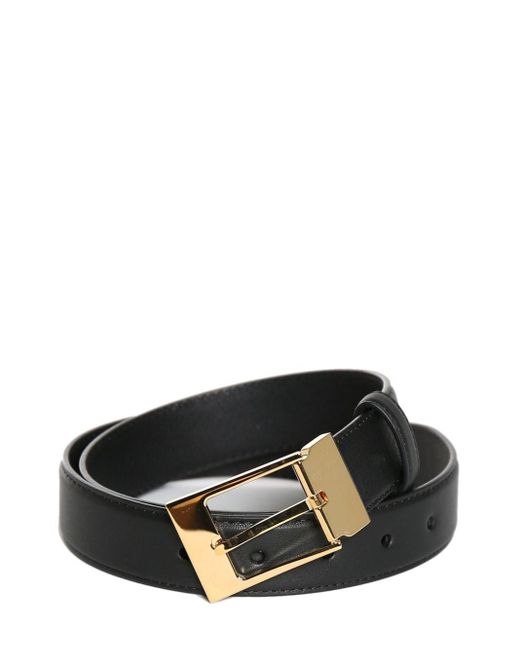 Jewel leather belt di The Row in Black
