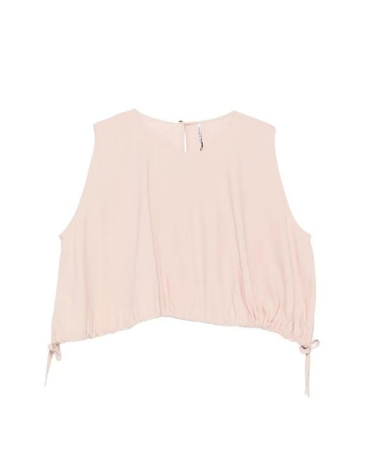 Liviana Conti Natural Drawstring-Hem Sleeveless Top