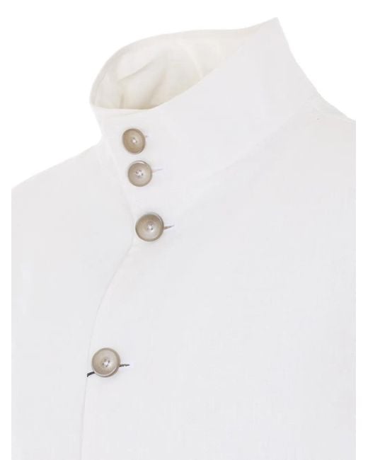Herno White Button High-Neck Bomber Jacket for men