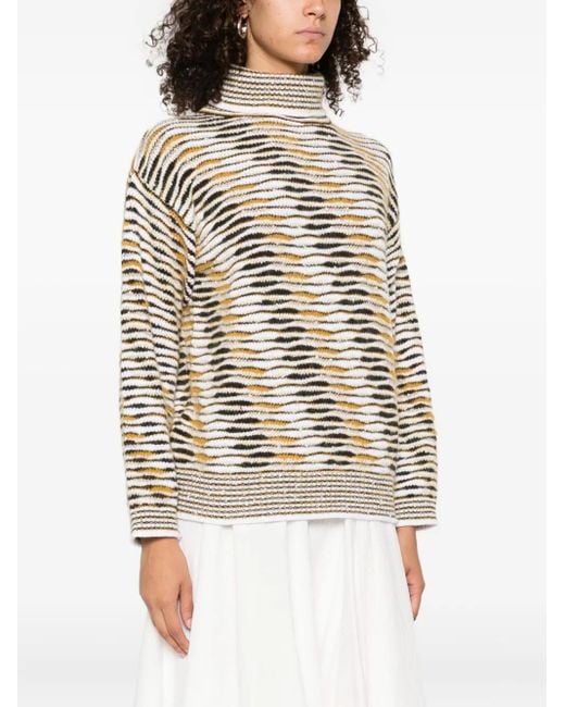 Missoni White High-Neck Flame-Pattern Sweater