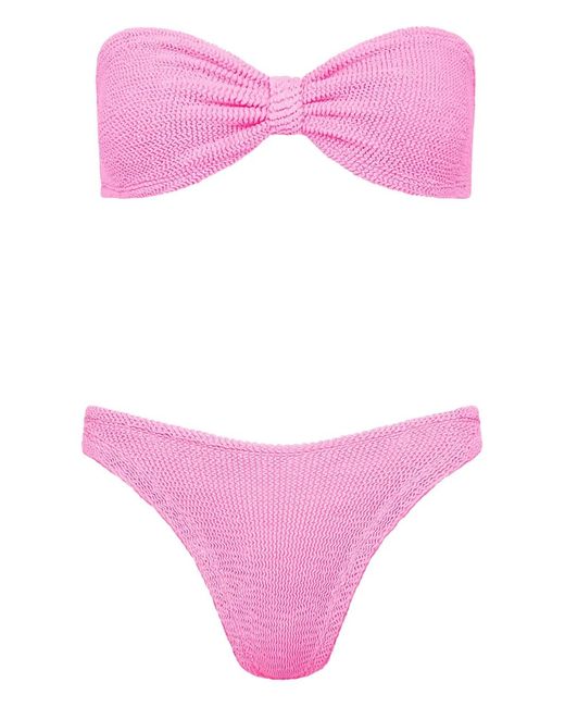 Hunza G Pink Jean Bandeau Textured Bikini