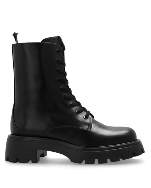 Stuart Weitzman Black Schnürstiefel aus Leder