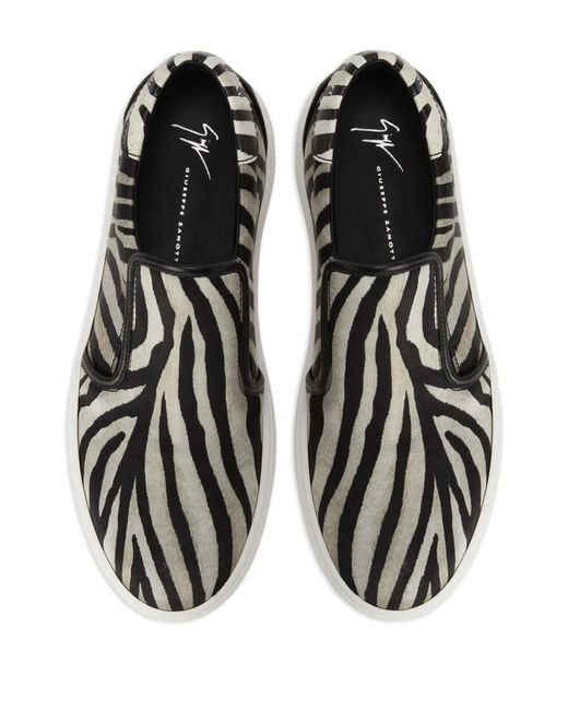 Giuseppe Zanotti Black Gz94 Zebra-Print Slip-On Sneakers for men