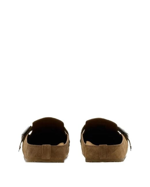 Burberry Brown Check Suede Urchin Clogs