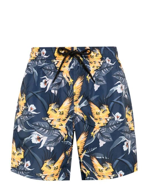Sundek Blue Eagle-print Swim Shorts for men