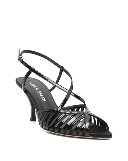 Lella Baldi Metallic Open-Toe Strap Sandals