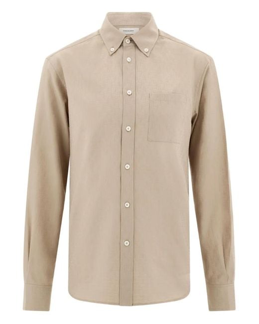 Ferragamo Natural Monogram Button-Down Shirt for men