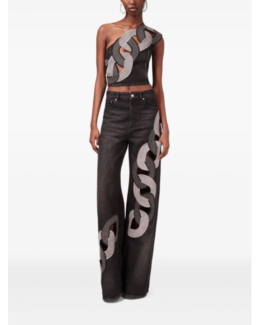 Area Gray Chain-detail Off-shoulder Top