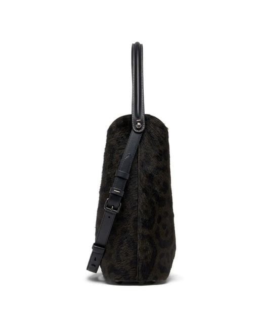 Maison Margiela Black Leopard-Print Calf-Hair Tote Bag