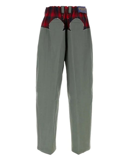 Maison Margiela Gray Pleated Plaid-Insert Trousers for men