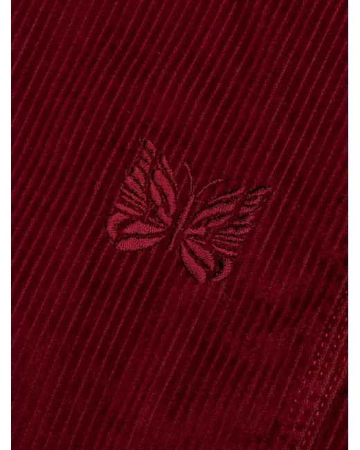 Needles X Smith's Cordhose mit Schmetterlingsstickerei in Red für Herren