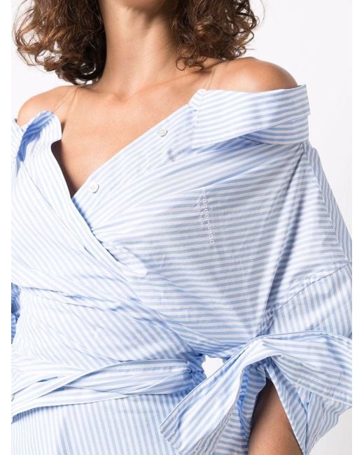 Alexander Wang Off-shoulder Asymmetric Shirtdress in Blue | Lyst