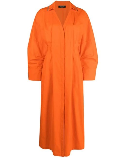 Fabiana Filippi Orange V-neck Midi Dress