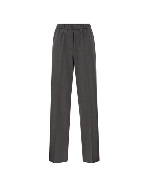 Peserico Gray Elasticated-Waist Straight-Leg Trousers