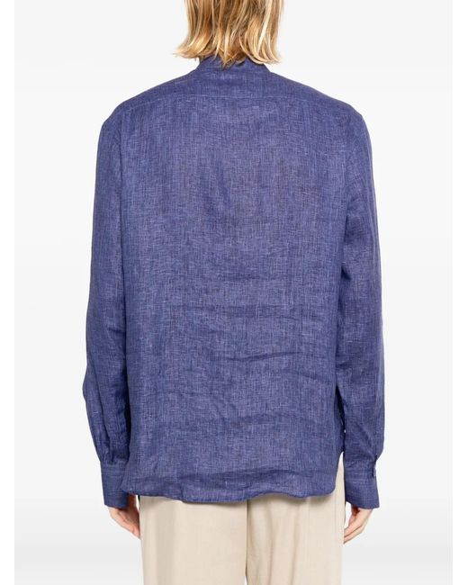 BOURRIENNE Blue Nocturne Linen Shirt for men