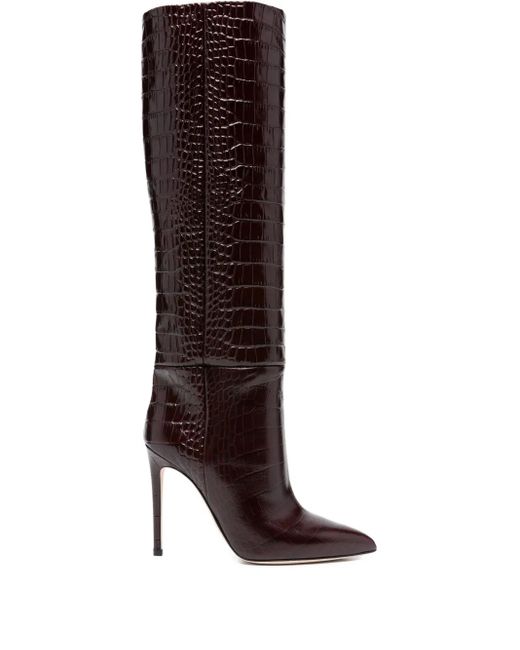 Paris Texas Brown 100Mm Crocodile-Embossed Stiletto Boots
