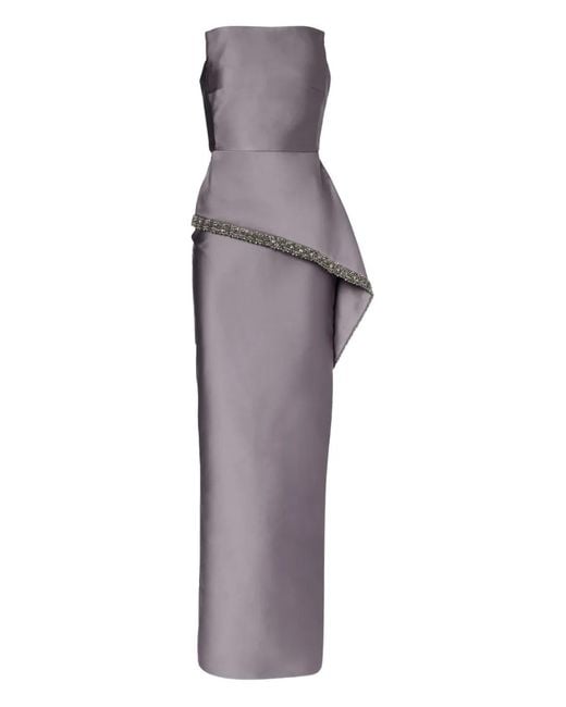 Roland Mouret Purple Square-Neck Crystal-Trim Gown