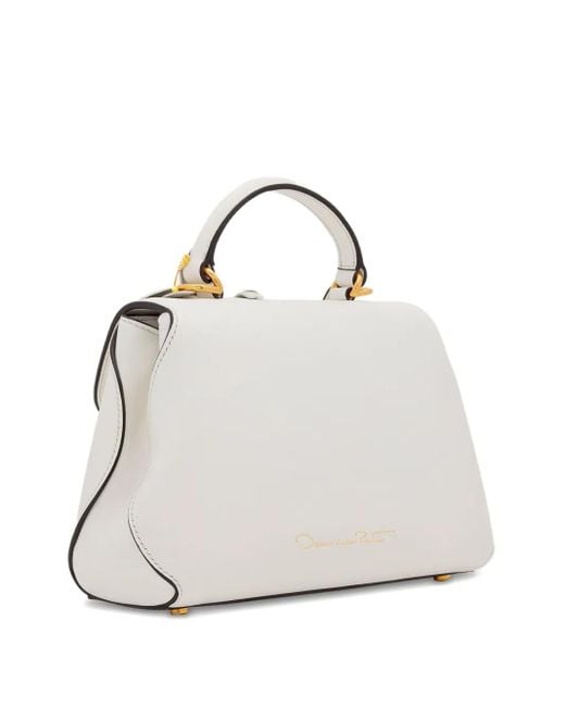 Oscar de la Renta White 3D Floral-Appliqué Mini Bag