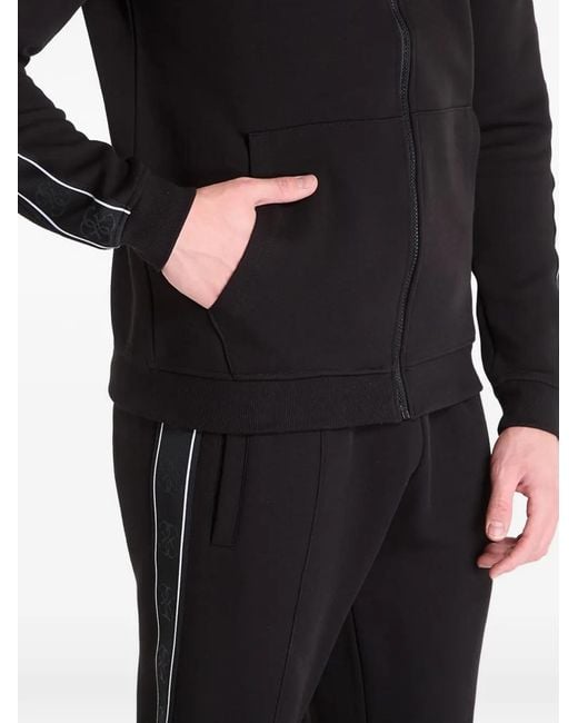 Guess Black Logo-Tape Zip-Up Sweatshirt for men