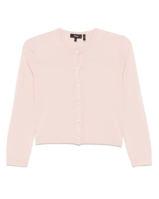 Theory Pink Wool Cardigan