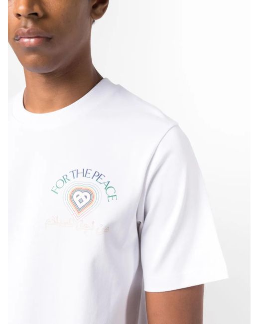 Casablanca White Peace Gradient Graphic-print Organic Cotton-jersey T-shirt for men