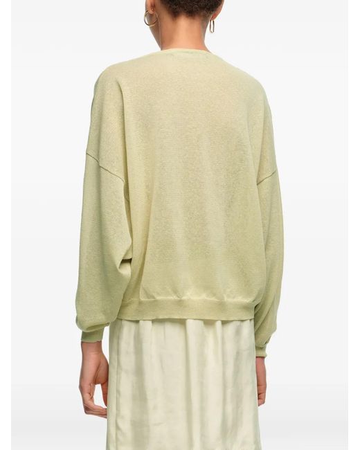 Bimba Y Lola Yellow Lace-Trim V-Neck Top