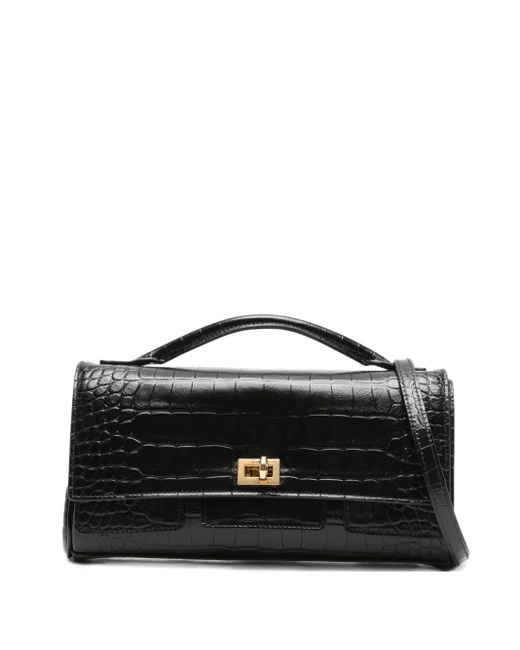 Balenciaga Black Embossed Croc Crossbody Bag