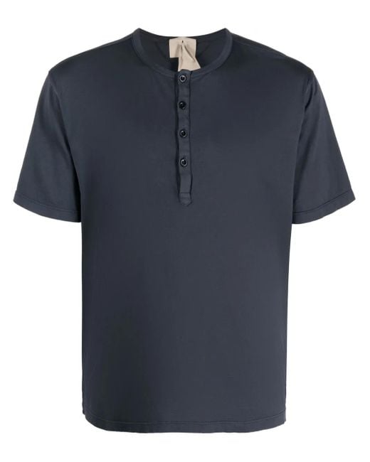 C P Company Blue Cotton Henley T-Shirt for men