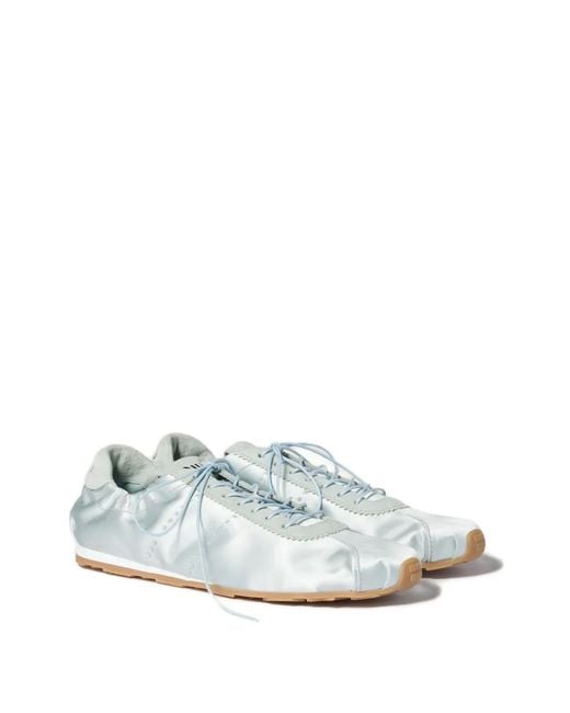 Miu Miu White Plume Satin Sneakers