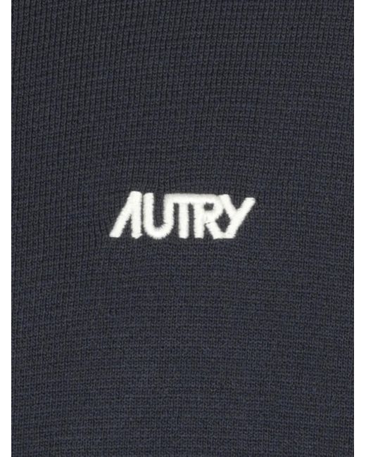 Autry Blue Stripe-Detail Zip-Up Cardigan for men