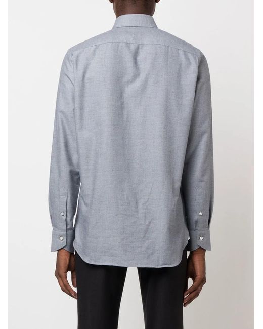 Canali Blue Buttoned-Up Long-Sleeved Shirt for men