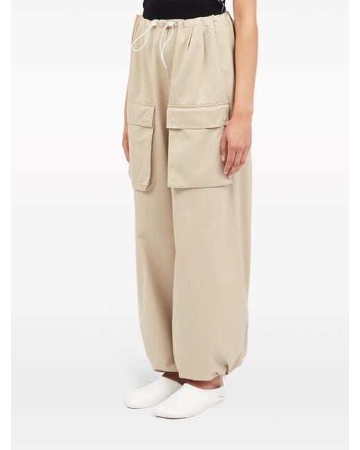 MM6 by Maison Margiela Natural Cotton Gabardine Wide-Leg Trousers