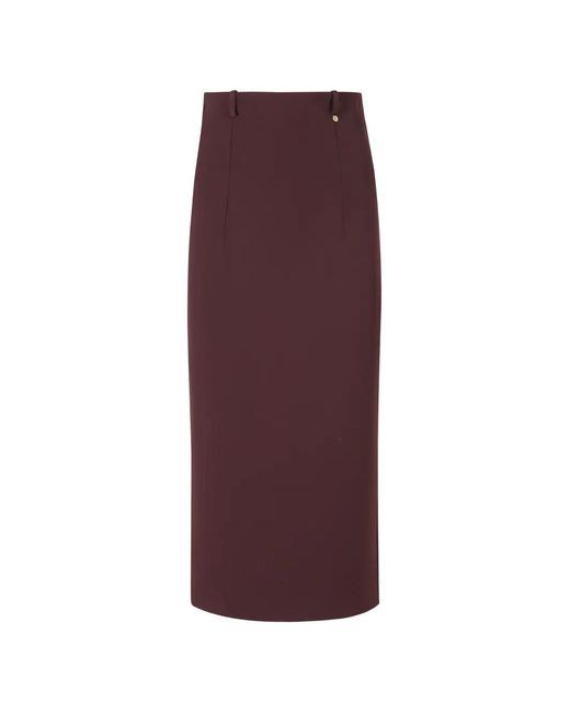 Nissa Purple High-Waisted Midi Skirt