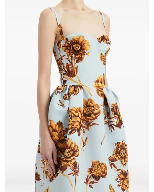 Oscar de la Renta フローラル ドレス Metallic