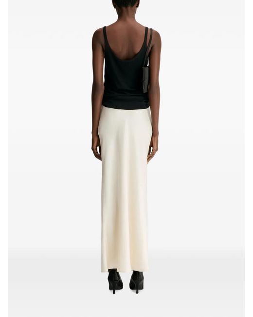 Loulou de Saison White Eli Silk-Twill A-Line Maxi Skirt