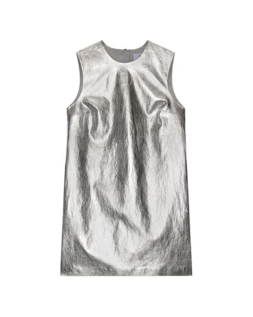 MSGM Gray Crew-Neck Sleeveless Mini Dress