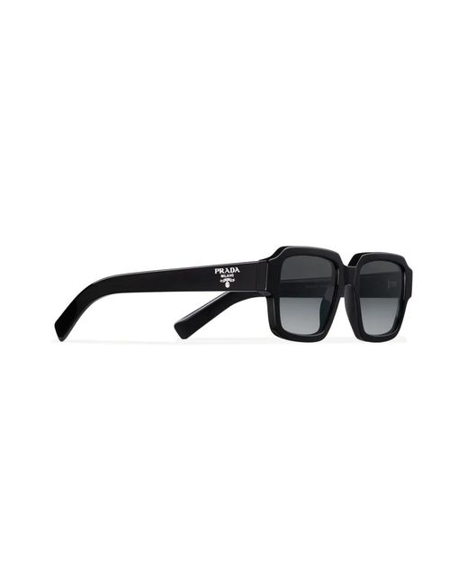 Prada Black Logo-Detail Rectangle-Frame Sunglasses for men