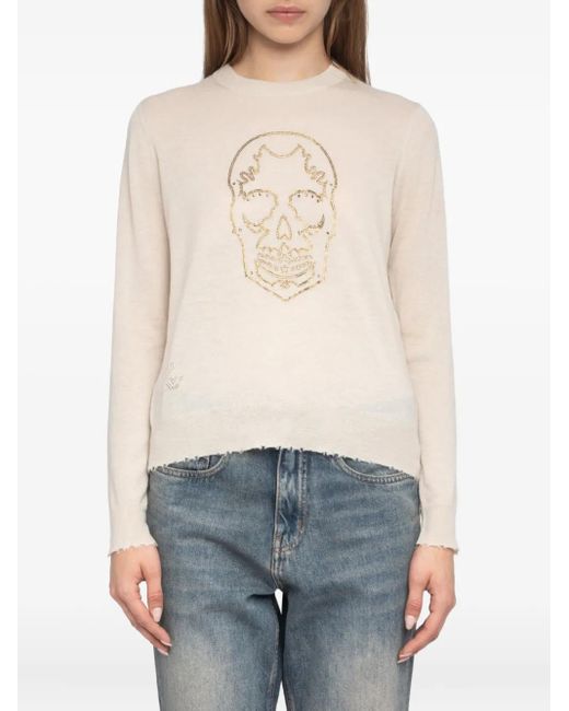 Zadig & Voltaire Kasjmier Trui Verfraaid Met Doodskop in het White
