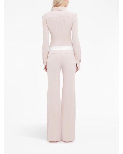 Victoria Beckham Pink Side-Panel Detail Flared Trousers