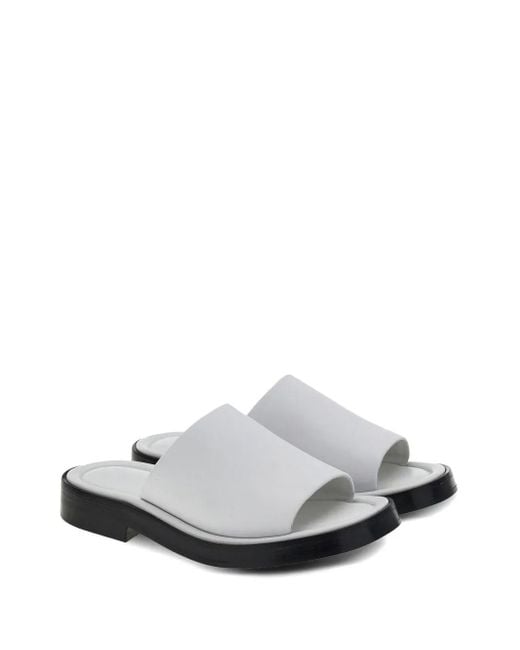 Ferragamo White Plain Leather Flat Mules