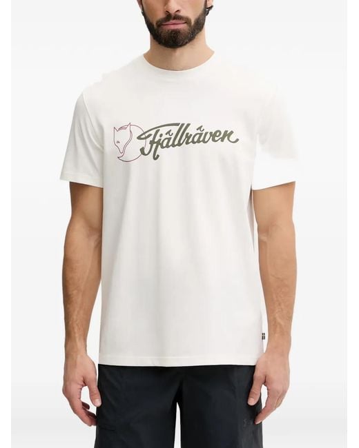 Fjallraven White Logo-Print T-Shirt for men