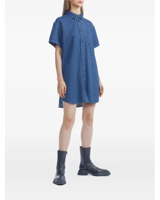A.P.C. Short-Sleeve Denim Shirt Dress in Blue | Lyst
