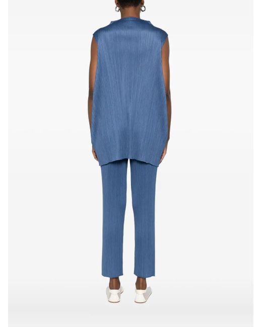 Top Smanicato Plissettato di Pleats Please Issey Miyake in Blue