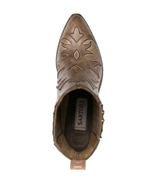 Sartore Brown 45Mm Leather Cowboy Boots