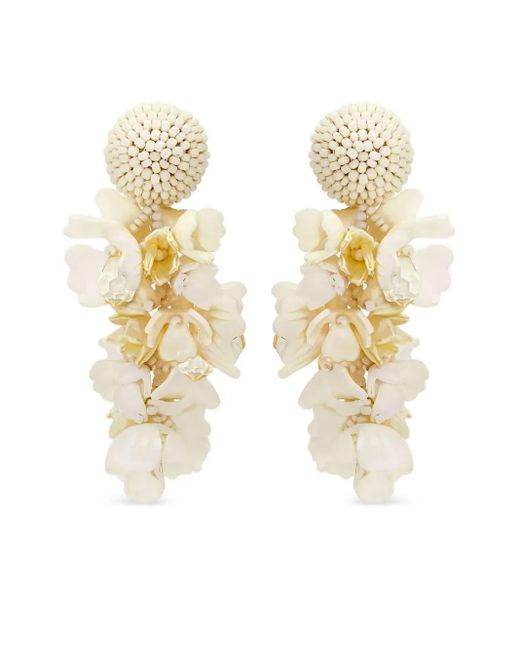 Oscar de la Renta フローラル ピアス White