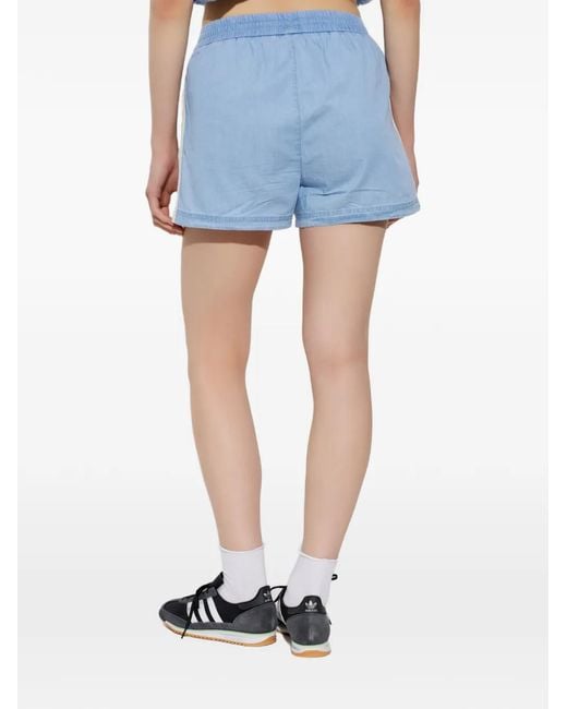Adidas Blue Summer Glow Logo-Embroidered Side-Stripe Shorts